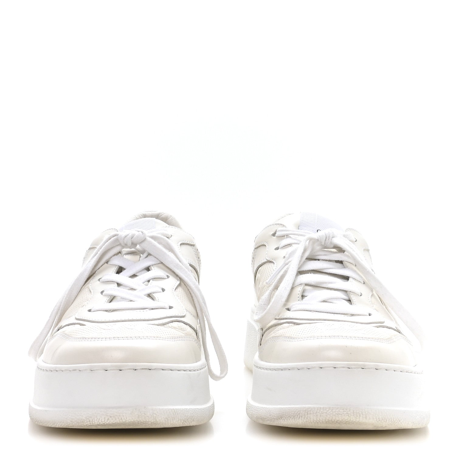 CALFSKIN GG TENNIS EMBOSSED PERFORATED MENS INTERLOCKING G 55MM SNEAKERS GREAT WHITE