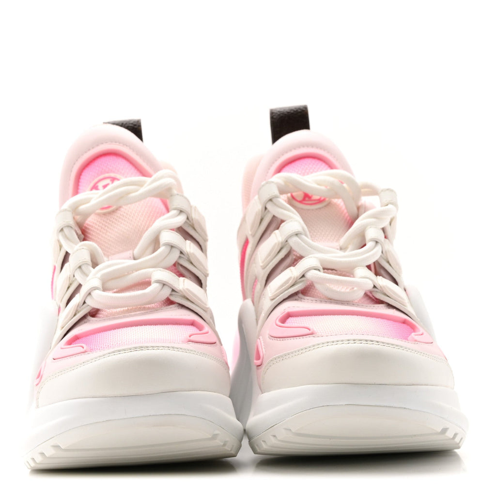 CALFSKIN TECHNICAL NYLON LV ARCHLIGHT SNEAKERS WHITE PINK