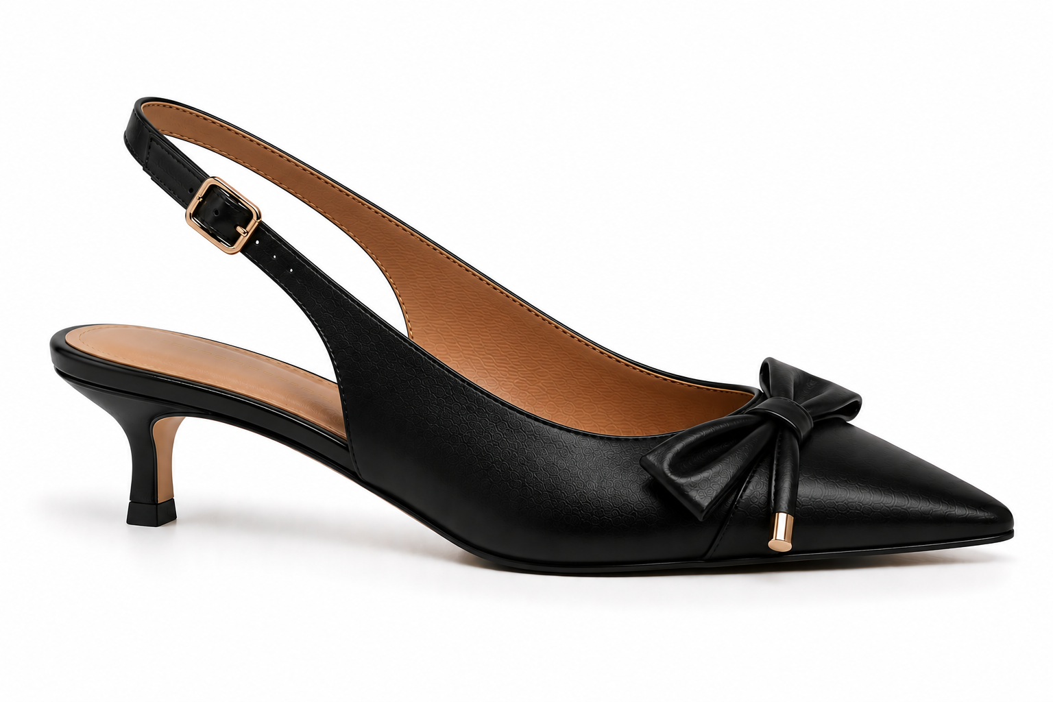 AMELIRA BLACK GOLD BOW WILEY KITTEN HEEL