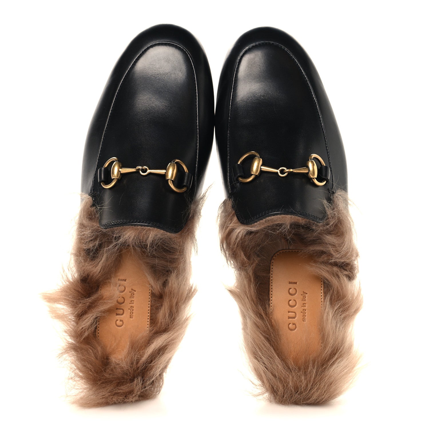 CALFSKIN FUR WOMENS PRINCETOWN SLIPPERS BLACK