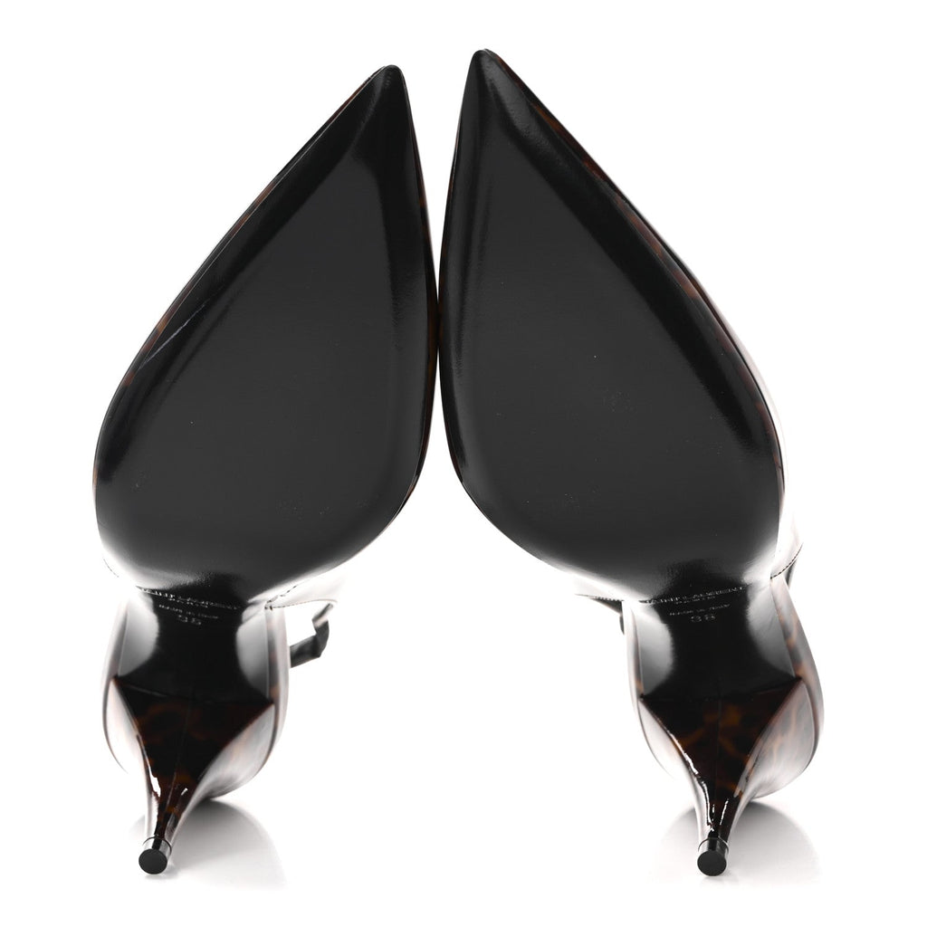 PATENT KIKI TORTOISE SLINGBACK 85 PUMPS BLACK