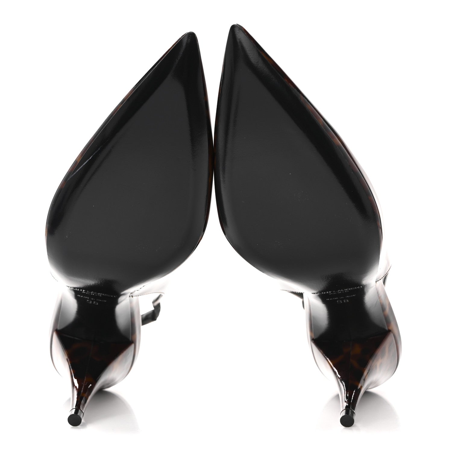 PATENT KIKI TORTOISE SLINGBACK 85 PUMPS BLACK