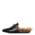 CALFSKIN FUR WOMENS PRINCETOWN SLIPPERS BLACK