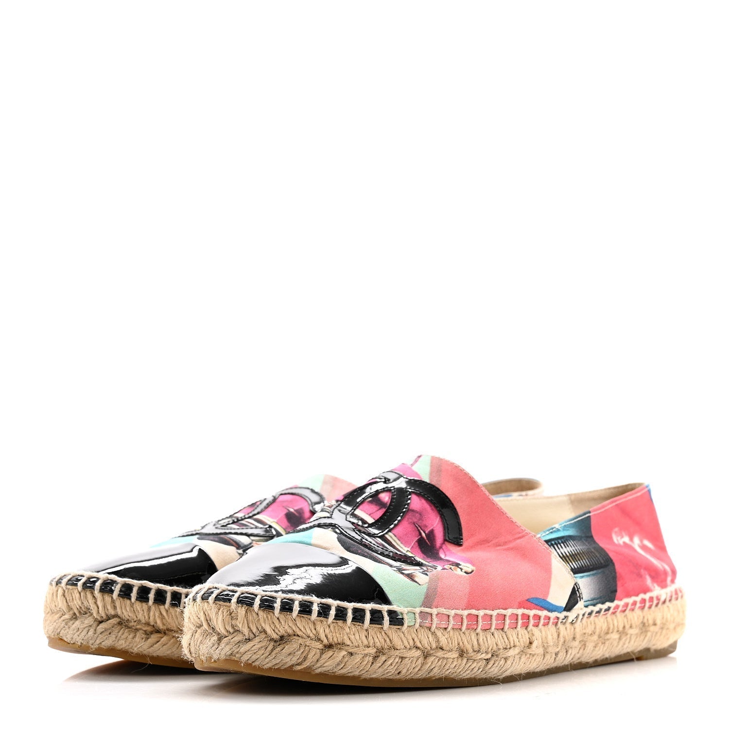 FABRIC PATENT CC ESPADRILLES MULTICOLOR BLACK
