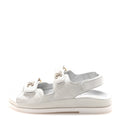 GRAINED CALFSKIN VELCRO DAD SANDALS WHITE