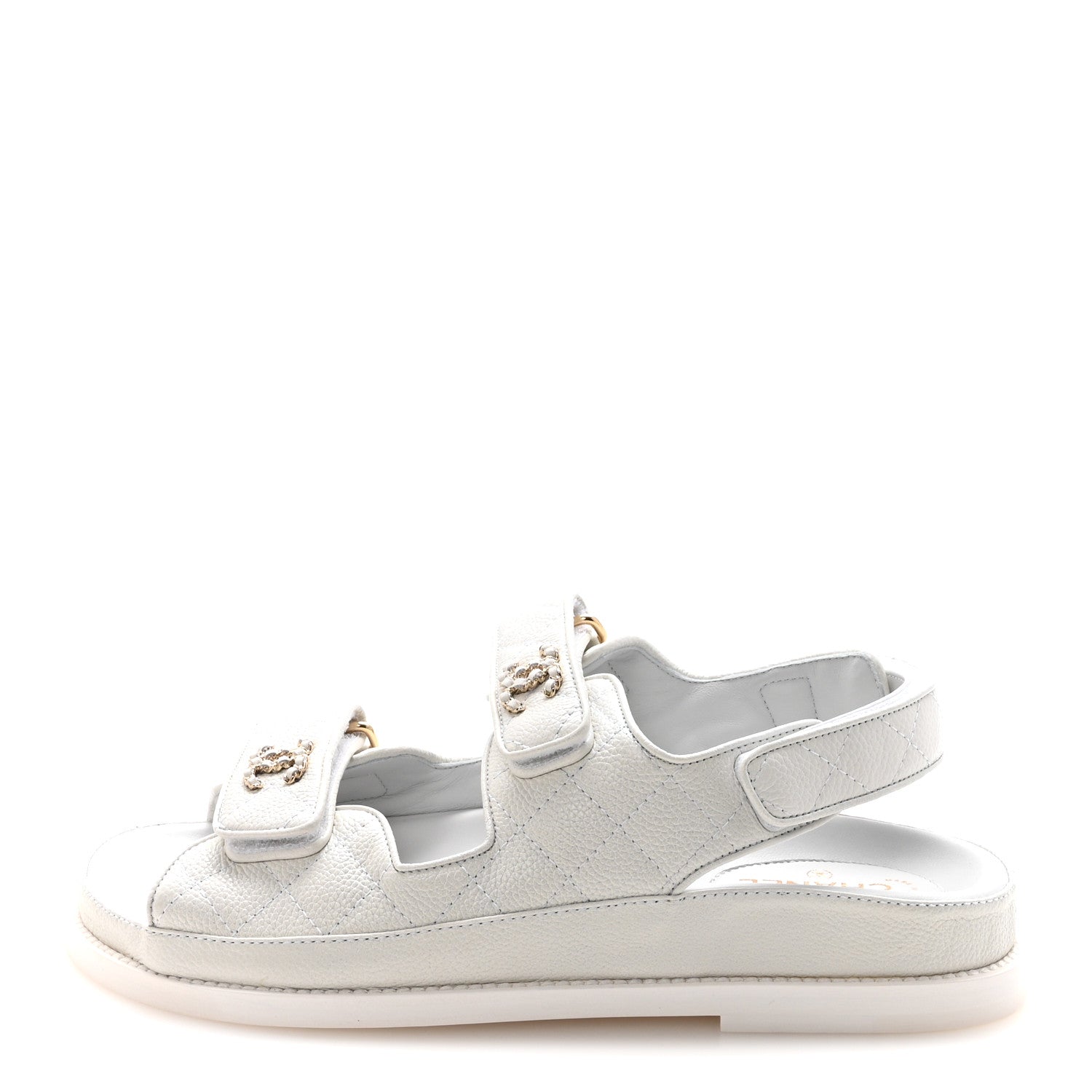 GRAINED CALFSKIN VELCRO DAD SANDALS WHITE
