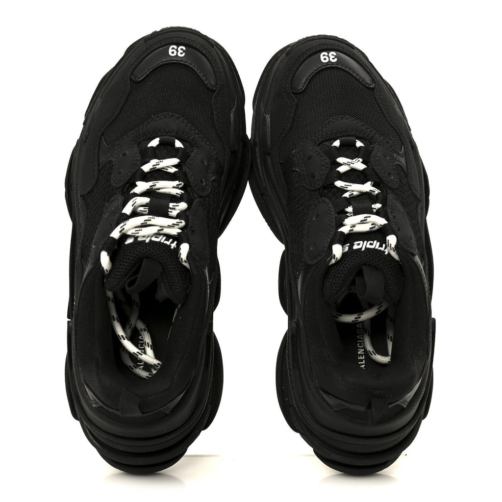 FABRIC MESH WOMENS TRIPLE S SNEAKERS BLACK