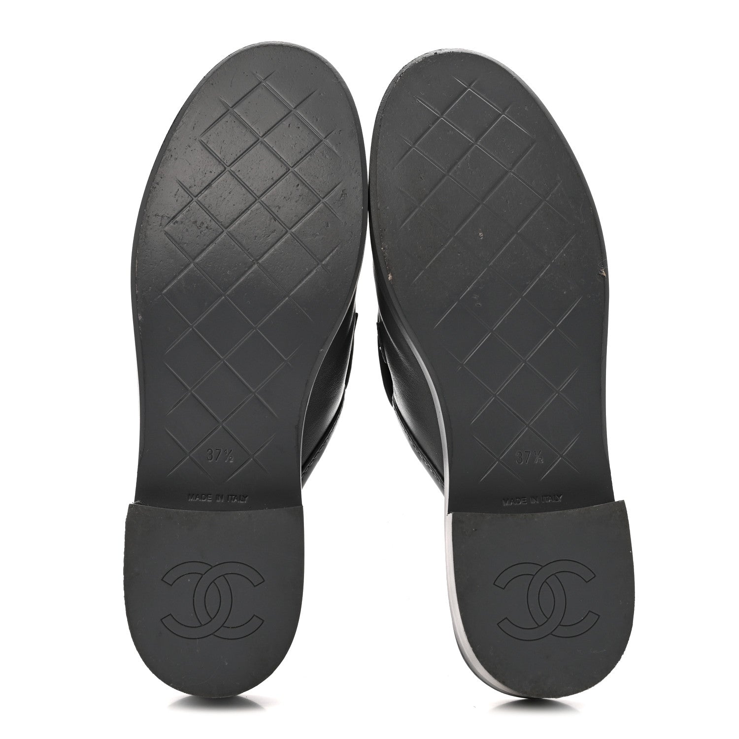 LAMBSKIN QUILTED CC TURNLOCK MULES GREY