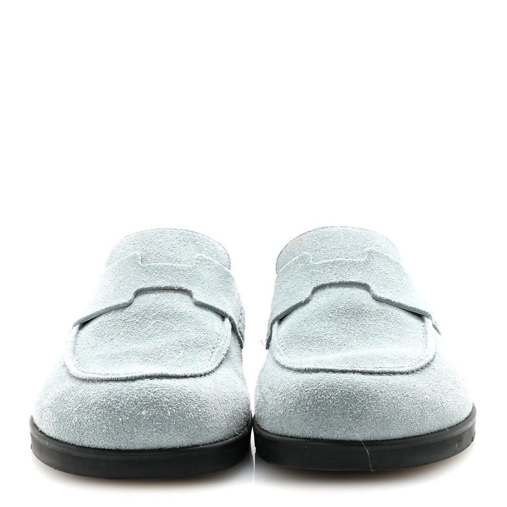 SUEDE CALFSKIN WOMENS GO MULES BLEU PINEDE