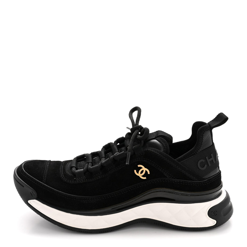 SUEDE CALFSKIN NYLON GROSGRAIN CC SNEAKERS BLACK