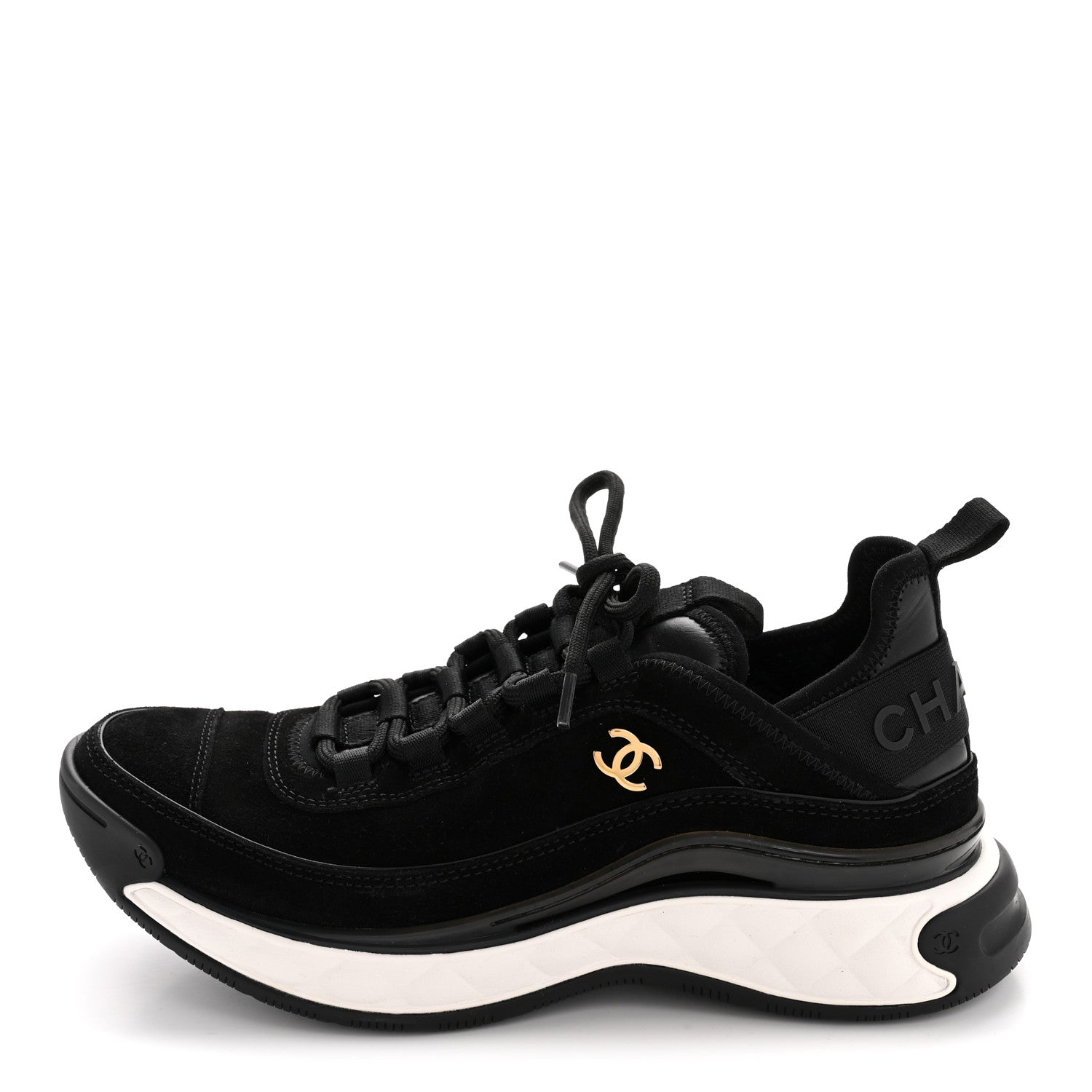 SUEDE CALFSKIN NYLON GROSGRAIN CC SNEAKERS BLACK