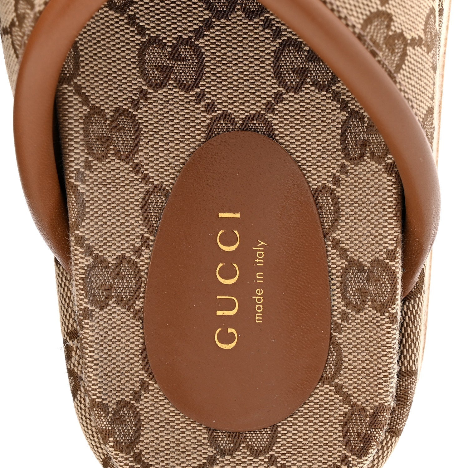 MONOGRAM GG CALFSKIN ANGELINA PLATFORM 55MM SLIDE SANDALS CAMEL EBONY