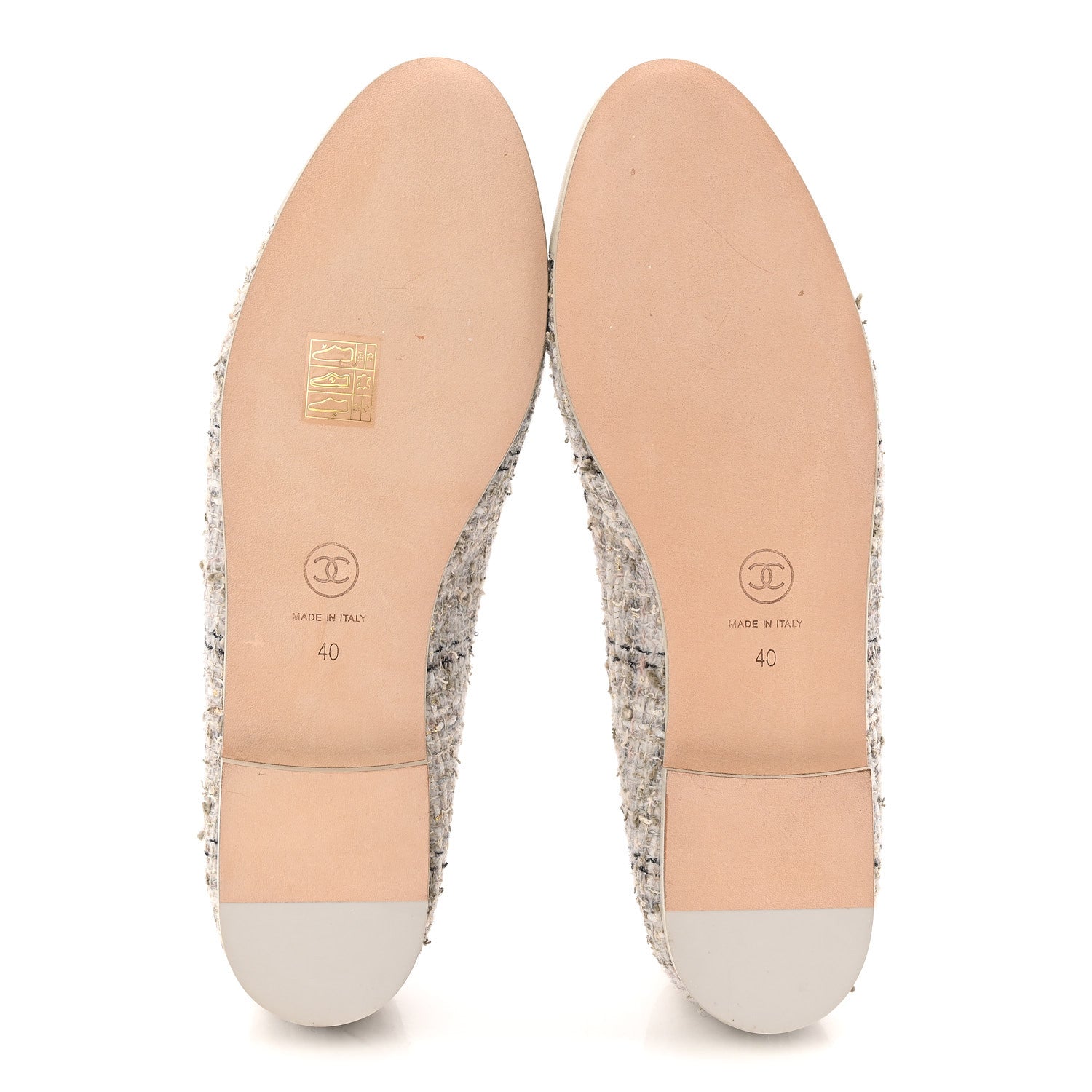 TWEED LAMBSKIN CAP TOE BALLERINA FLATS GREY MULTICOLOR