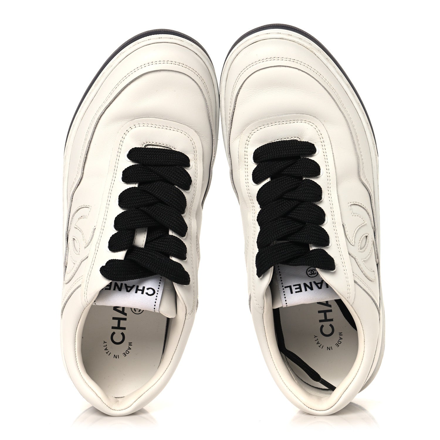 CALFSKIN CC WOMENS SNEAKERS WHITE BLACK