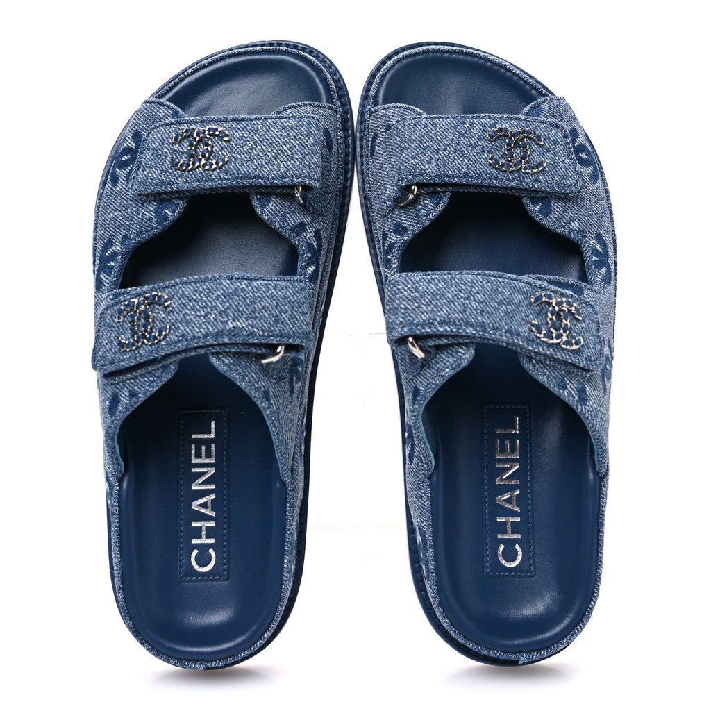 DENIM CC VELCRO DAD CHAIN CC SLIDE SANDALS BLUE