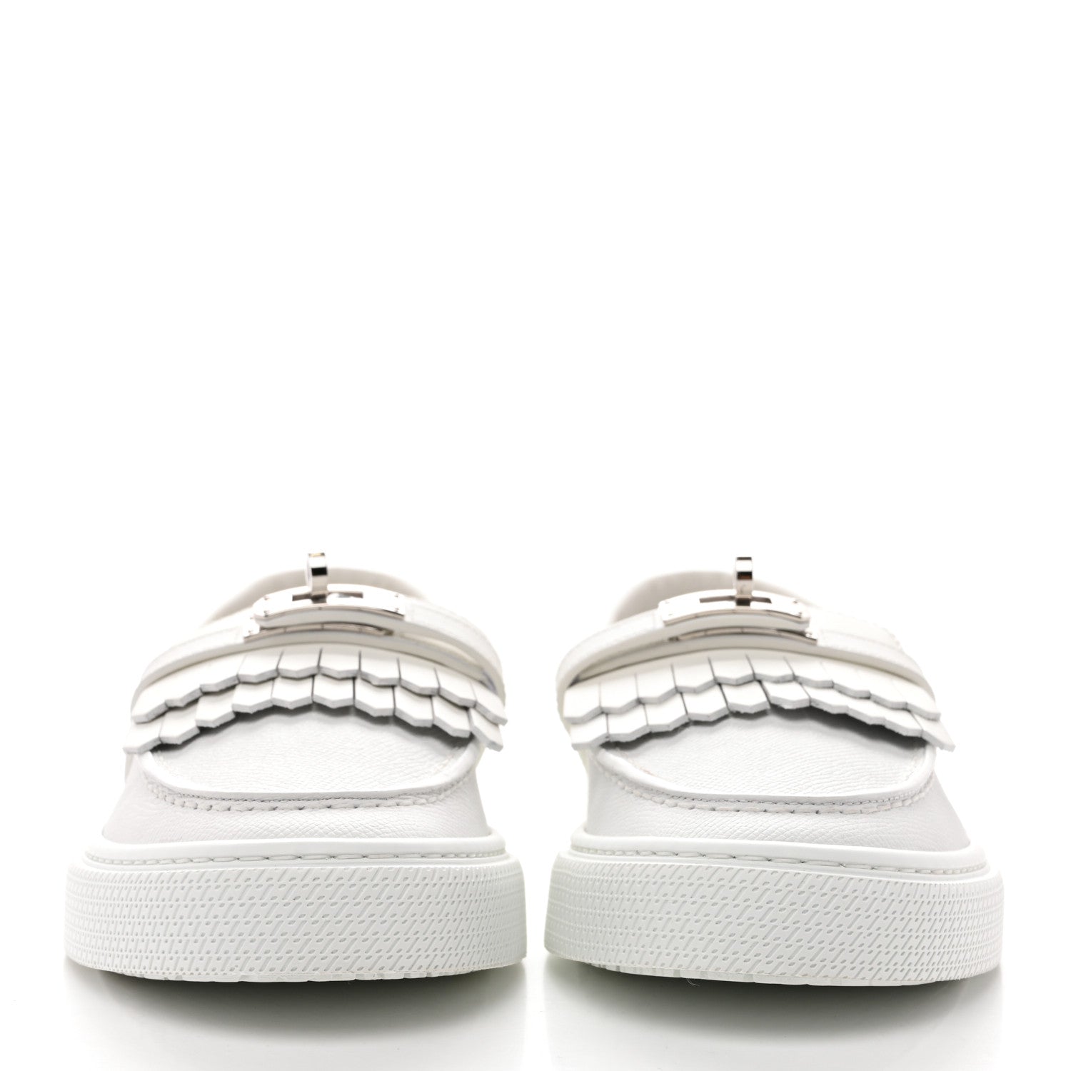 EPSOM CALFSKIN GAME SLIP ON FRINGE SNEAKERS WHITE