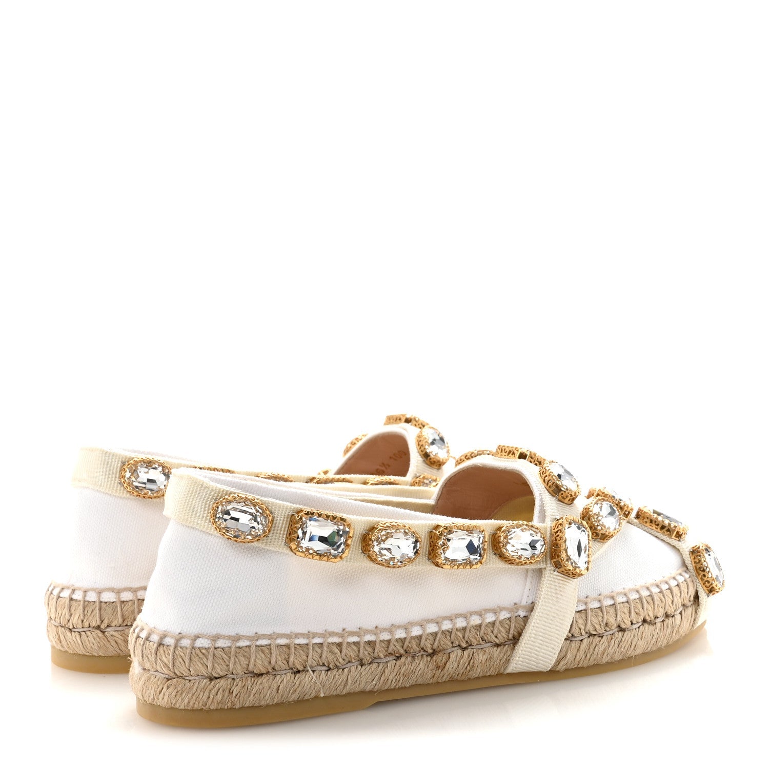 CANVAS CRYSTAL EMBELLISHED ESPADRILLES GREAT WHITE