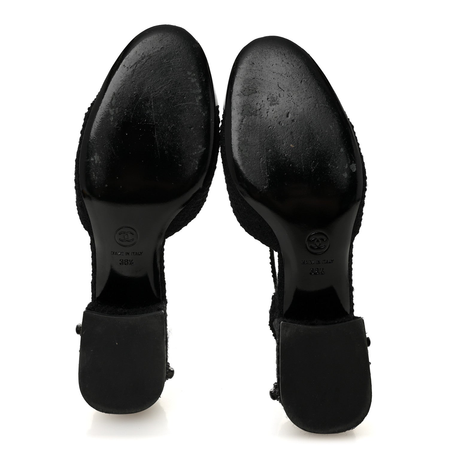 TWEED IRIDESCENT CALFSKIN CAP TOE CC SLINGBACK PUMPS BLACK SILVER