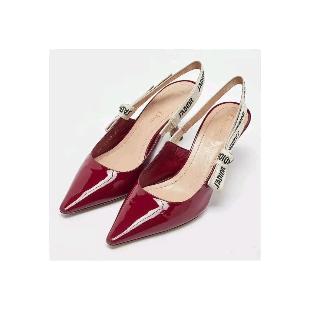 Christian Dior Patent Ribbon J'Adior Slingback 100mm Pump - Burgundy