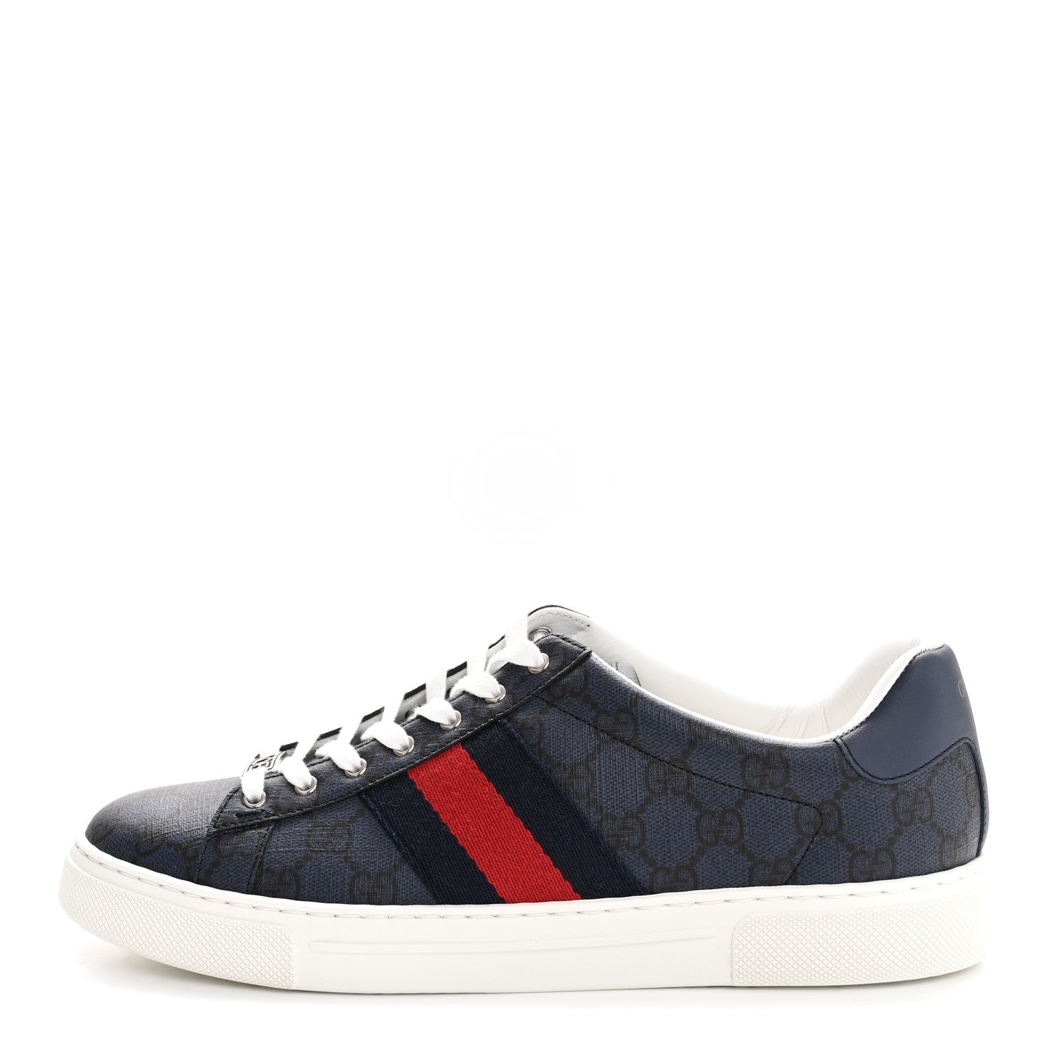 GG SUPREME MONOGRAM WEB MENS NEW ACE SNEAKERS DARK BLUE