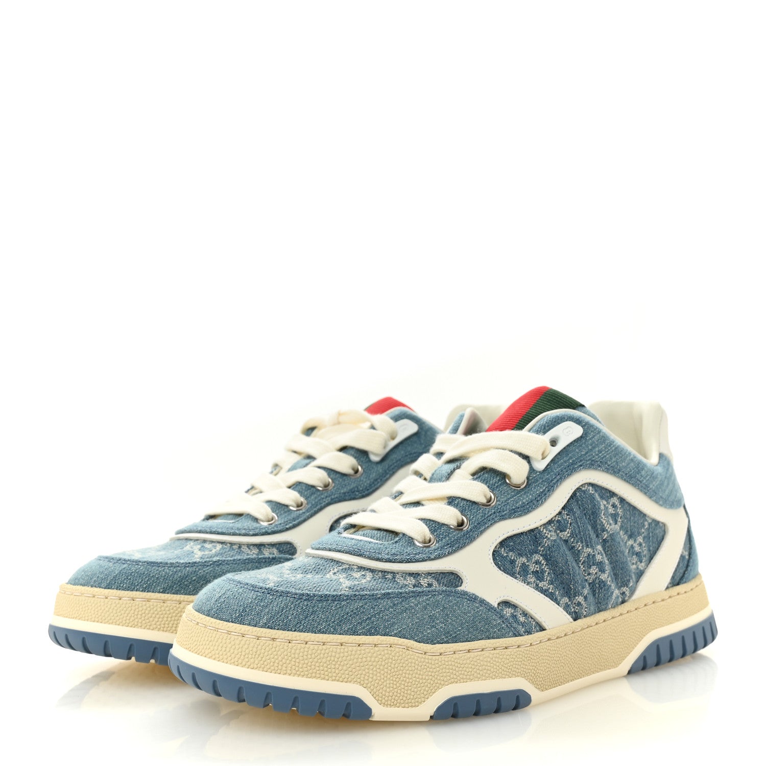 NEW DENIM DELAVE GG MONOGRAM WOMENS RE-WEB SNEAKERS LIGHT BLUE ROYALE