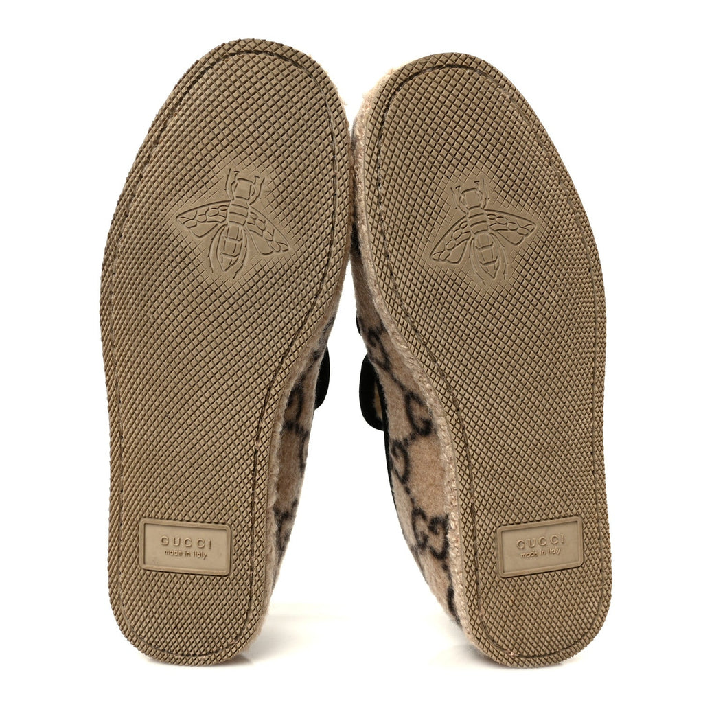 COVERED WOOL GG MONOGRAM WOMENS FRIA HORSEBIT LOAFERS BEIGE EBONY BLACK BUTTERSCOTCH