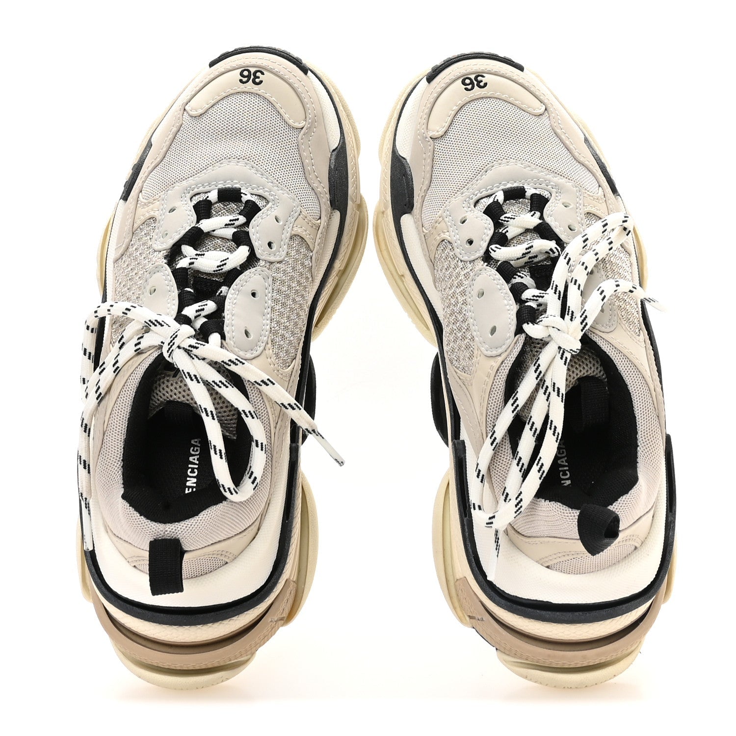 FABRIC MESH WOMENS TRIPLE S SNEAKERS BEIGE BLACK