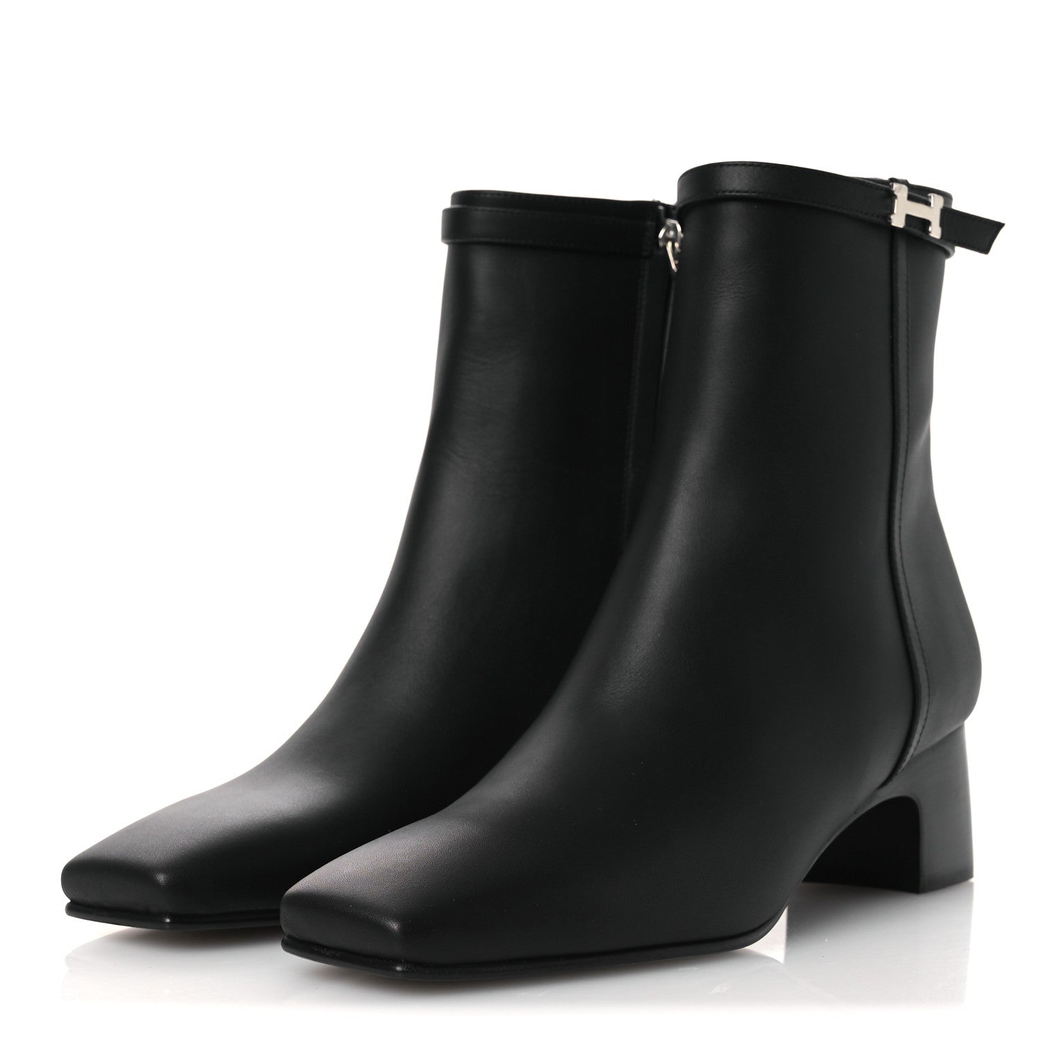 CALFSKIN HOMMAGE ANKLE BOOTS BLACK