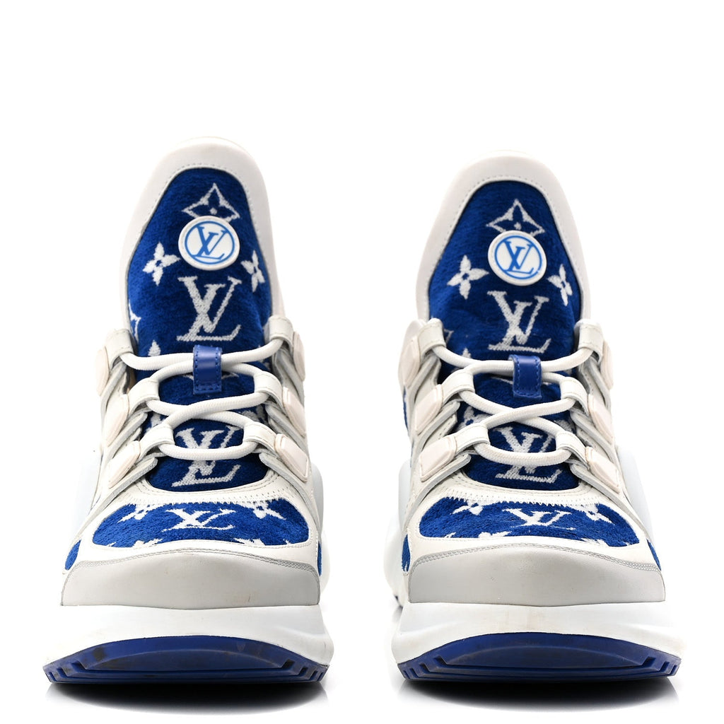 JACQUARD VELVET MONOGRAM LV ARCHLIGHT SNEAKERS WHITE BLUE