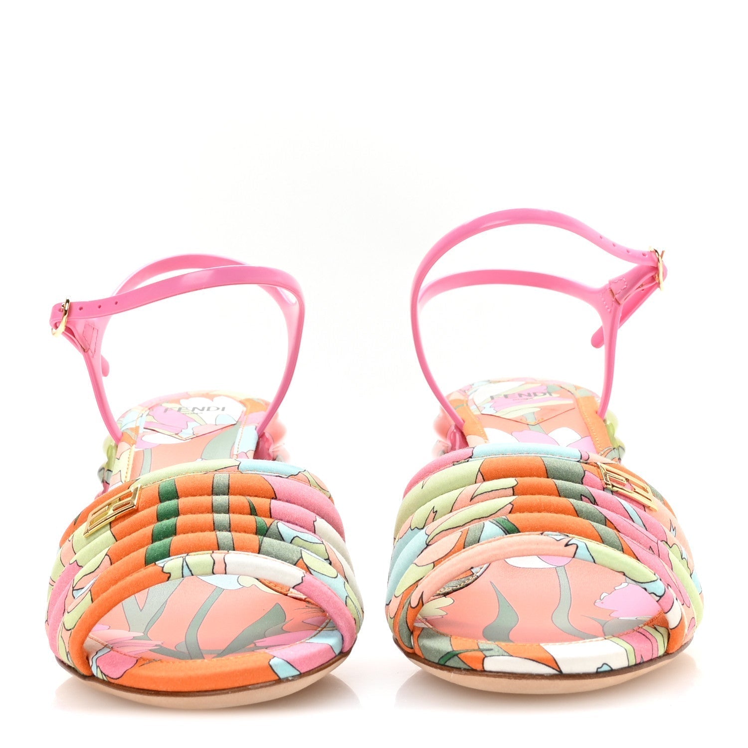 FABRIC CALFSKIN PROMENADE SLINGBACK SANDALS ARANCIO MULTICOLOR LIPSTICK