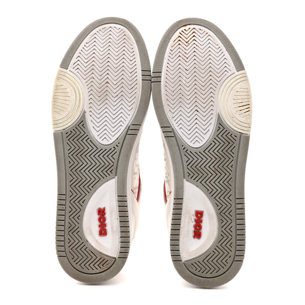 SMOOTH CALFSKIN OBLIQUE GALAXY PERFORATED MENS B27 LOW TOP SNEAKERS WHITE RED