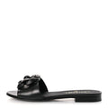 LAMBSKIN CAMELLIA SANDAL MULES BLACK