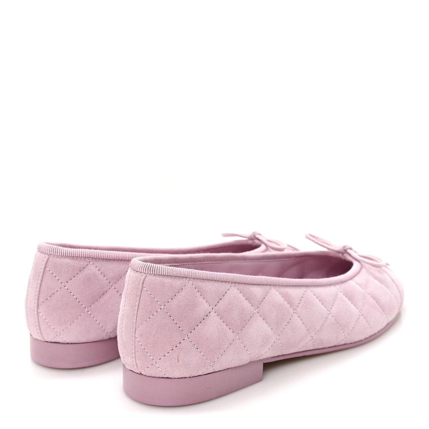 SUEDE QUILTED CAP TOE CC BALLERINA FLATS LIGHT PINK