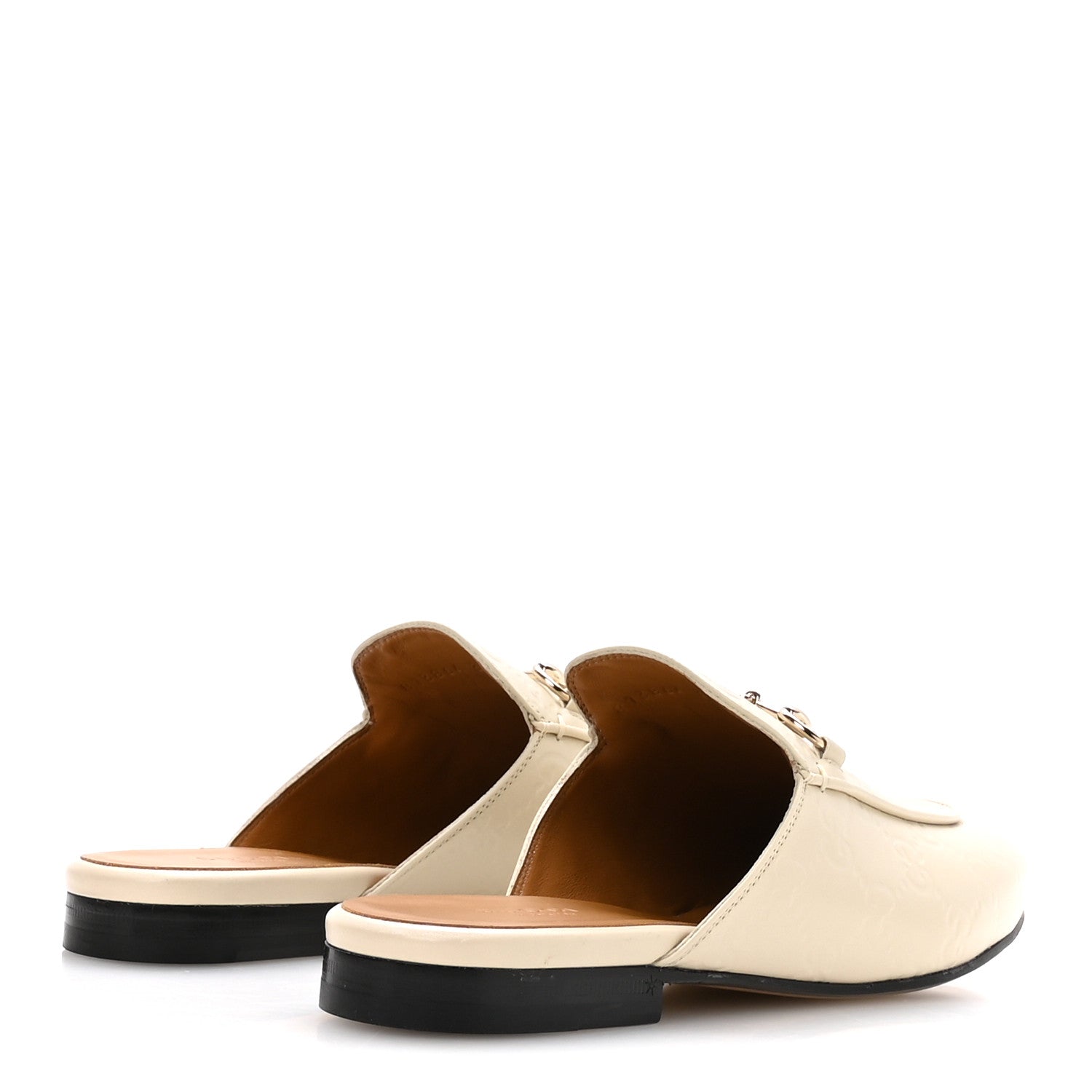 GLAMOUR CALFSKIN GUCCISSIMA WOMENS PRINCETOWN SLIPPERS MYSTIC WHITE