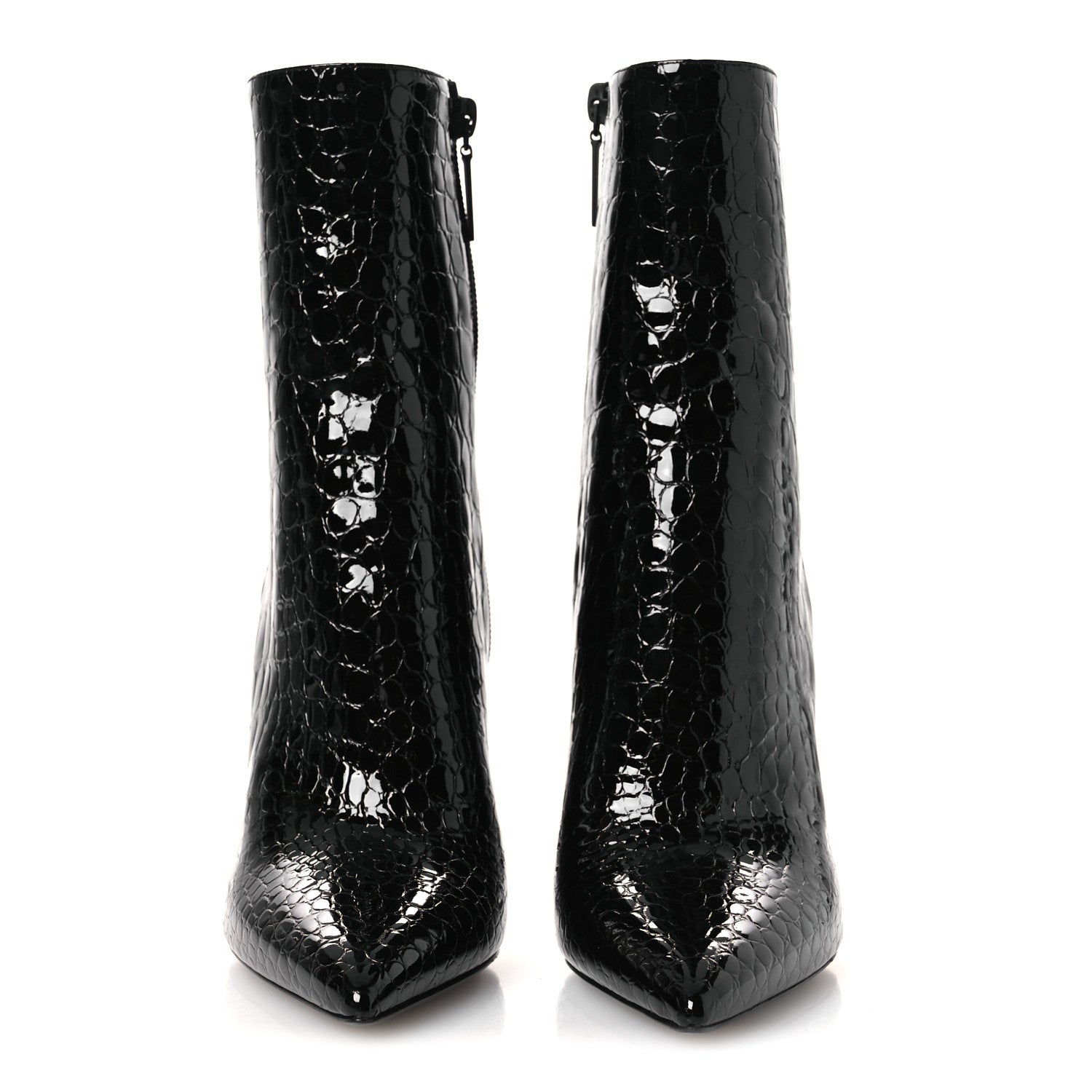 ALLIGATOR EMBOSSED PATENT CALFSKIN OPYUM 110 ANKLE BOOTS BLACK