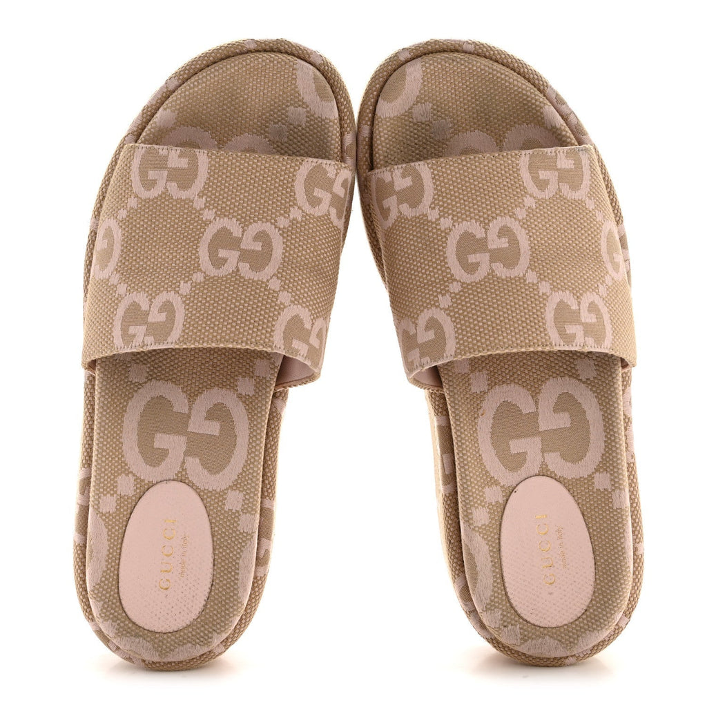 MONOGRAM JUMBO GG ANGELINA PLATFORM 55MM SLIDE SANDALS BEIGE PERFECT PINK