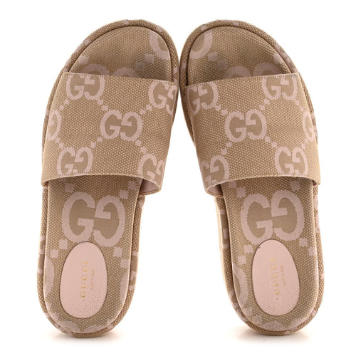 MONOGRAM JUMBO GG ANGELINA PLATFORM 55MM SLIDE SANDALS BEIGE PERFECT PINK