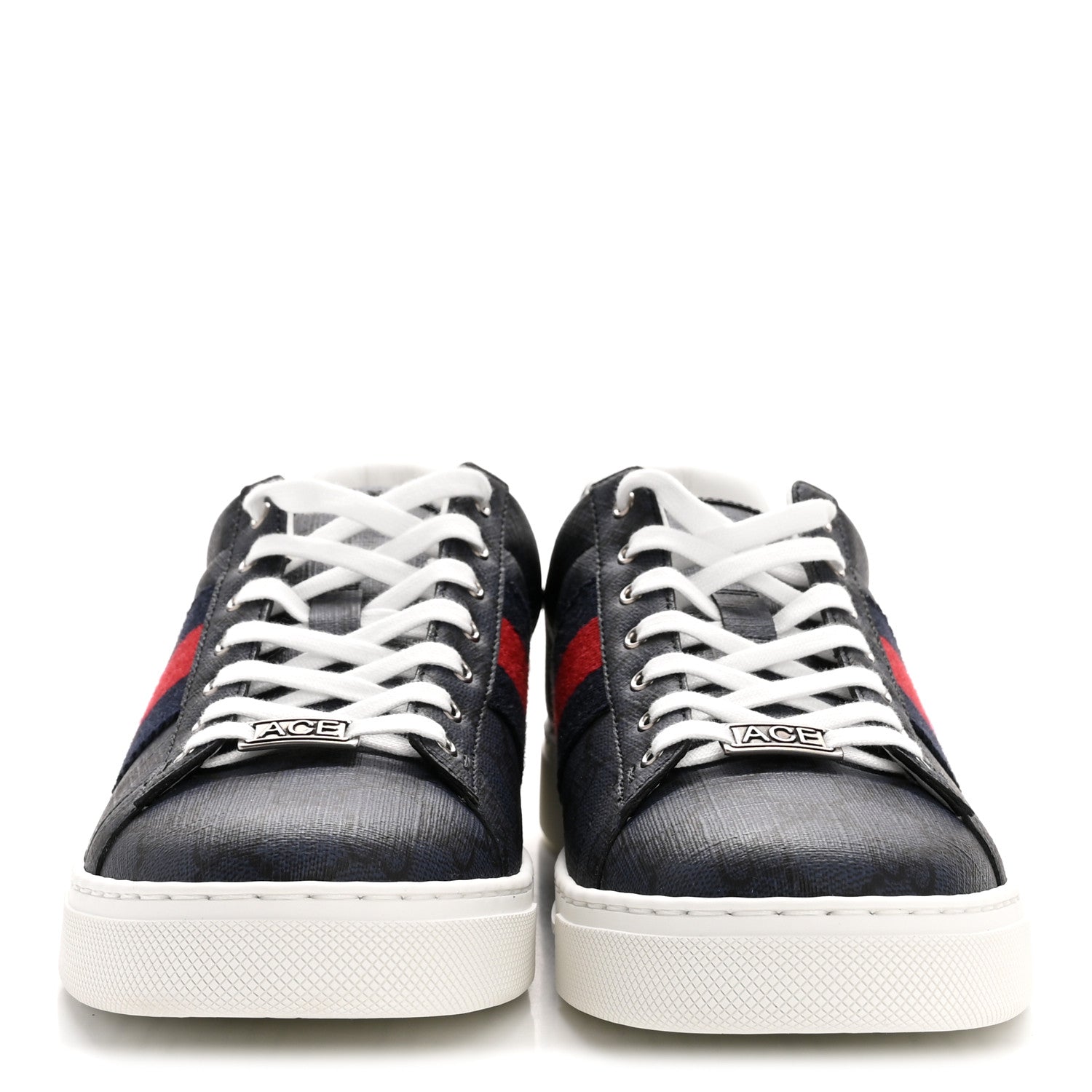 GG SUPREME MONOGRAM WEB MENS NEW ACE SNEAKERS DARK BLUE