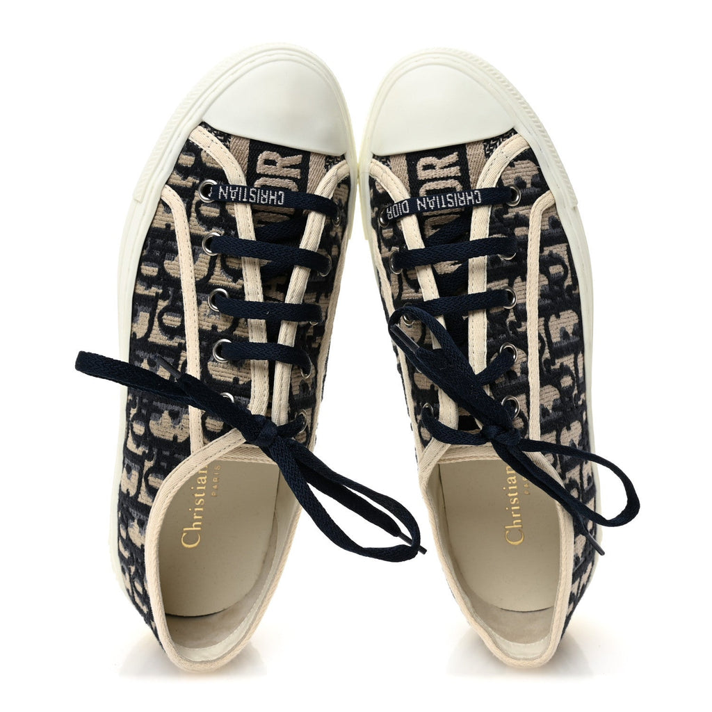 CANVAS OBLIQUE WALK'N'DIOR LOW TOP SNEAKERS DEEP BLUE