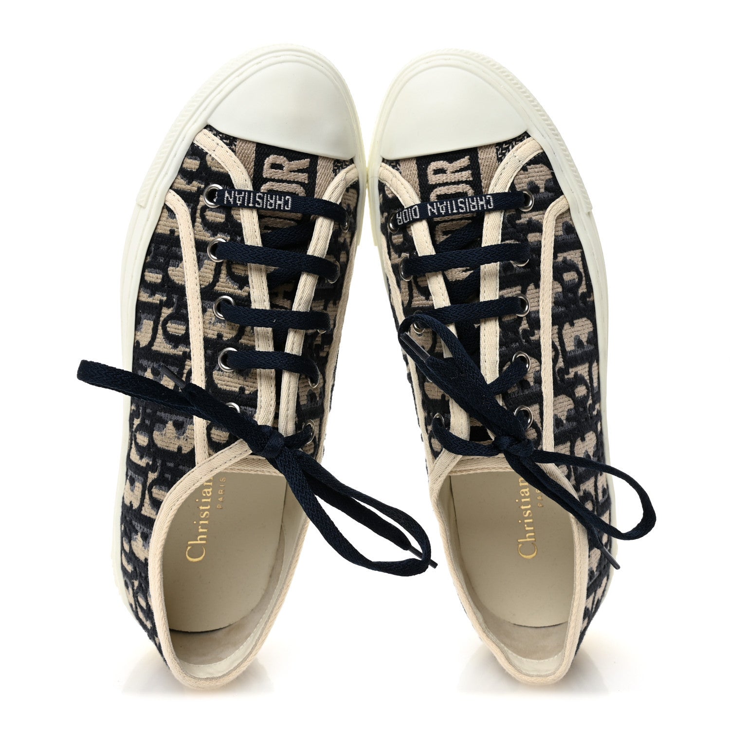 CANVAS OBLIQUE WALK'N'DIOR LOW TOP SNEAKERS DEEP BLUE