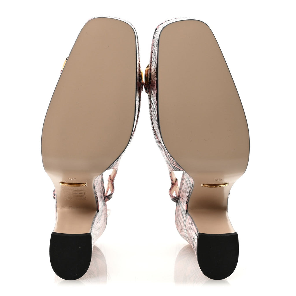 CALFSKIN PYTHON PRINT HORSEBIT PLATFORM /120MM SLINGBACK PUMPS WILD ROSE