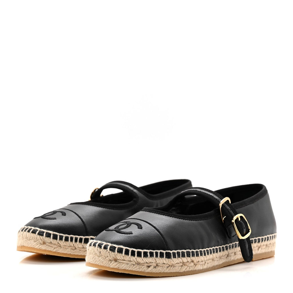 LAMBSKIN JUTE MARY JANE FLATS BLACK