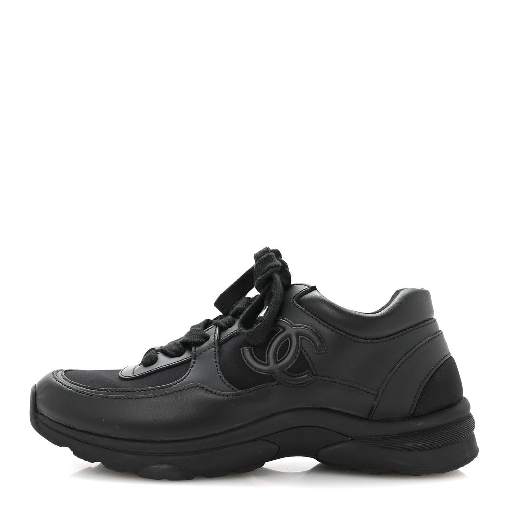 CALFSKIN LAMBSKIN CC UNIFORM SNEAKERS BLACK