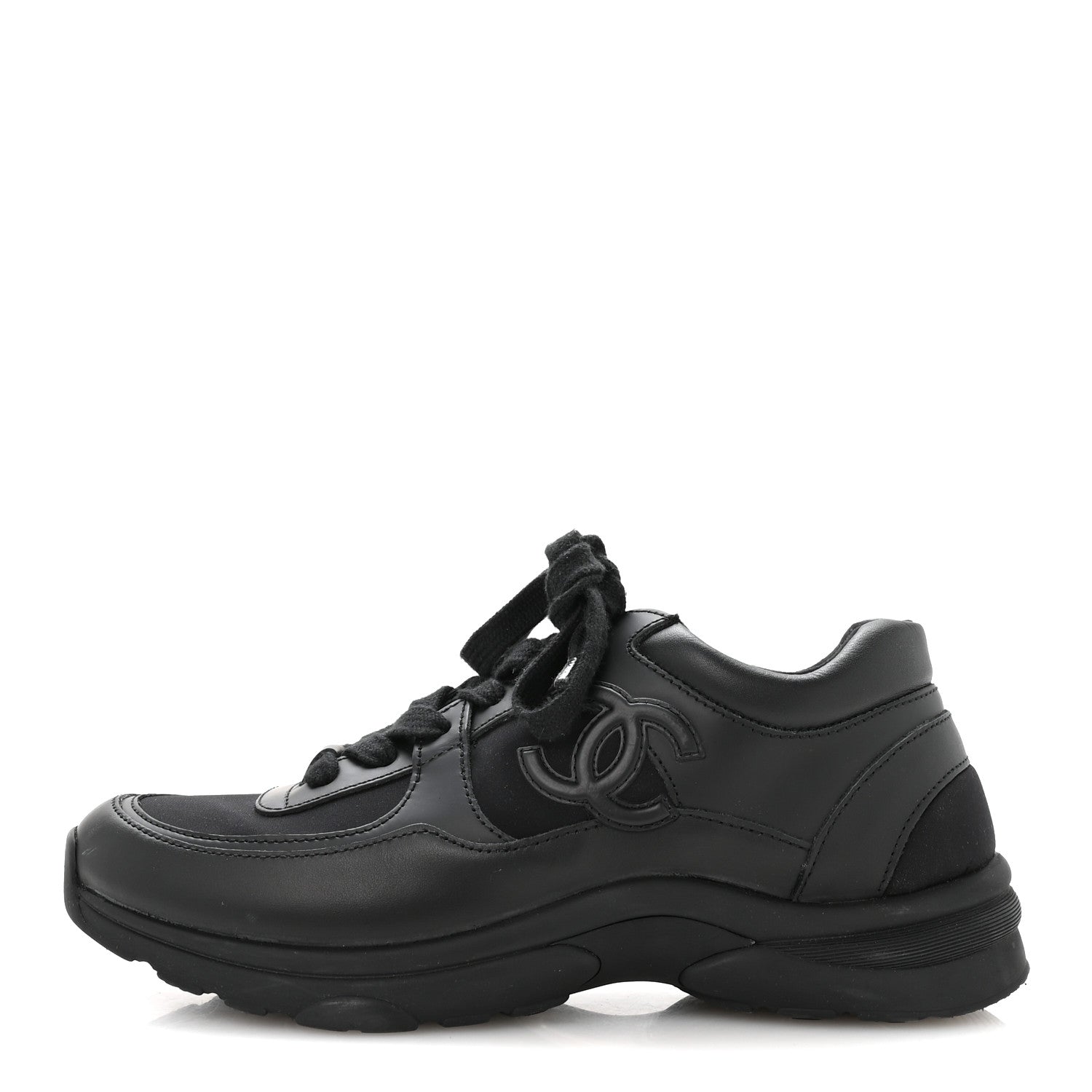 CALFSKIN LAMBSKIN CC UNIFORM SNEAKERS BLACK