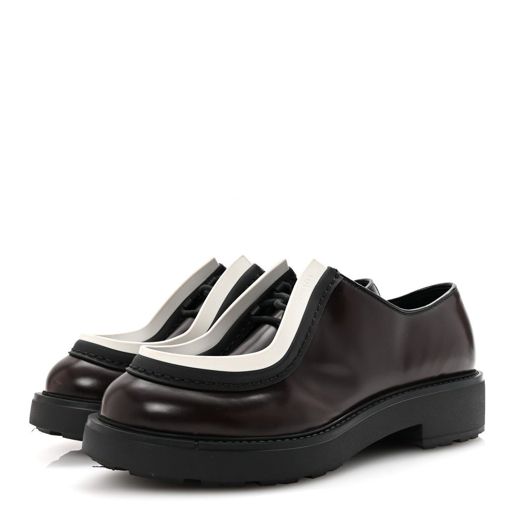 SPAZZOLATO ROIS MONOLITH 55MM DERBY LOAFERS DARK BROWN BLACK