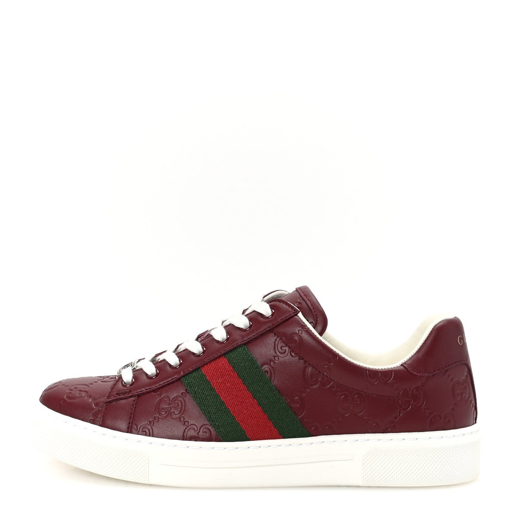 CALFSKIN GG EMBOSSED WEB MENS ACE SNEAKERS ANCORA RED