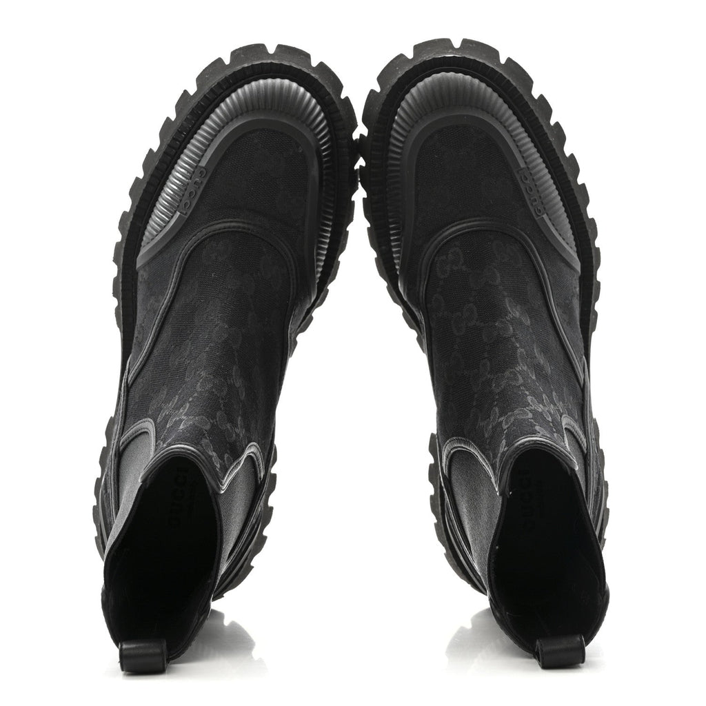 CANVAS CALFSKIN GG SUPREME ANKLE BOOTS BLACK