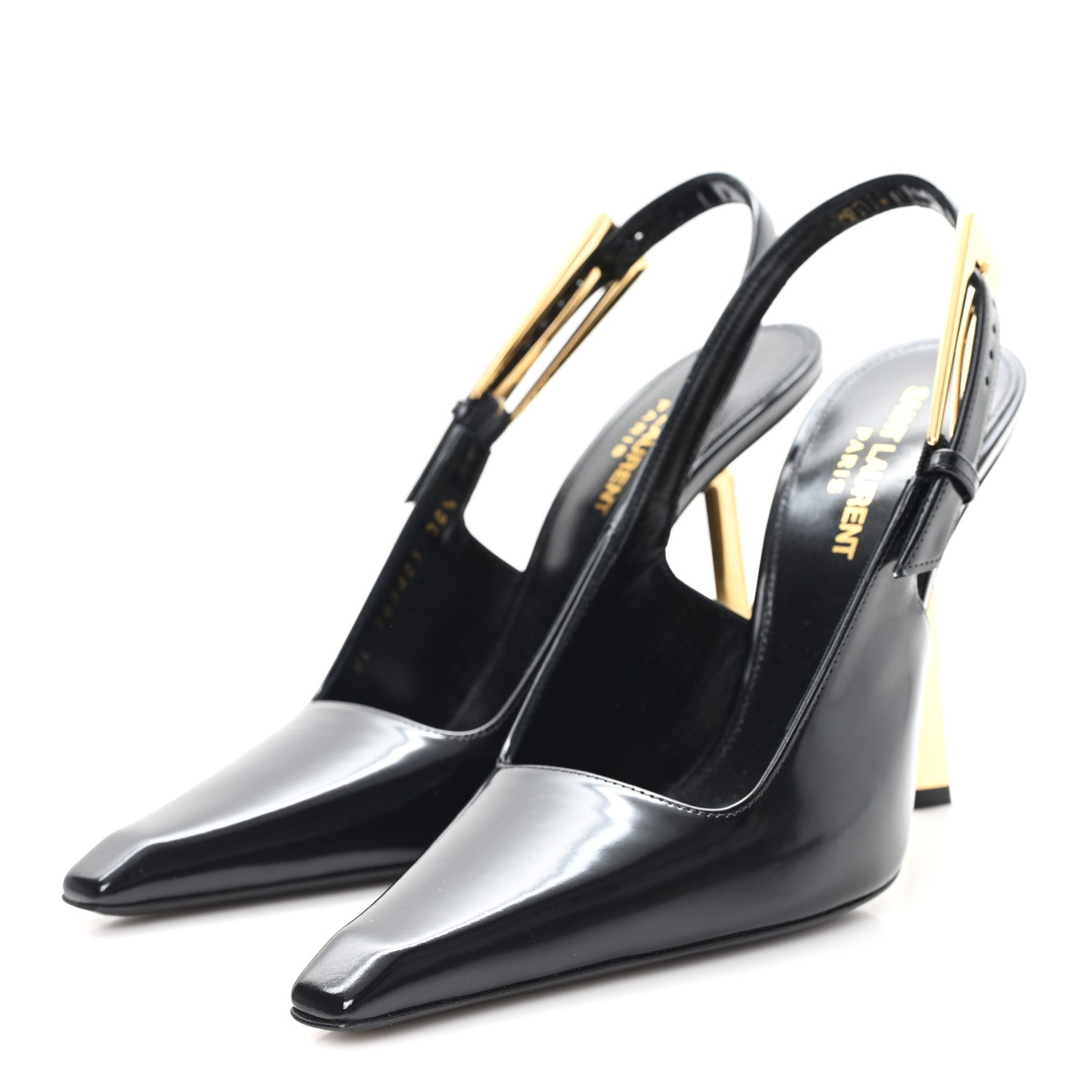 GLAZED CALFSKIN LEE 110 SLINGBACK PUMPS BLACK
