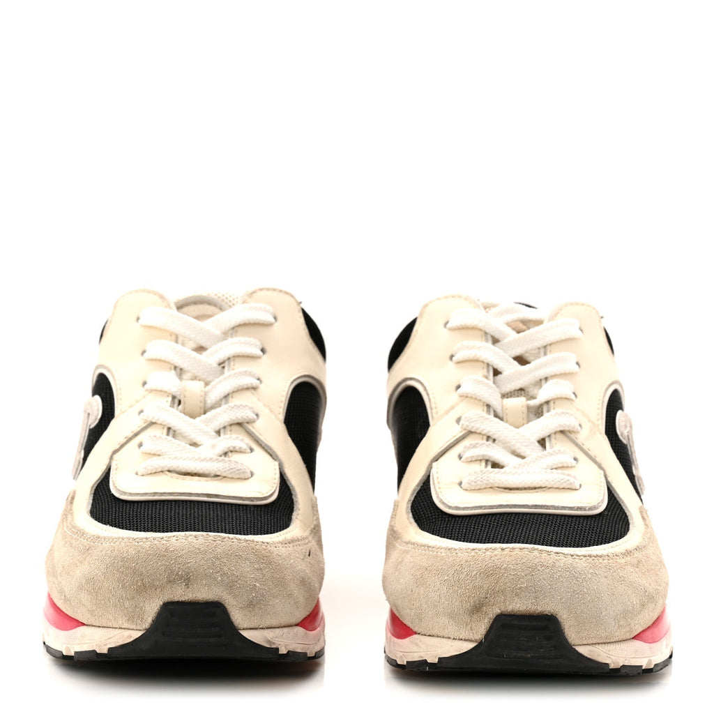 MESH SUEDE CALFSKIN GRAINED CALFSKIN WOMENS CC SNEAKERS WHITE BLACK PINK