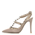 CALFSKIN NAPPA ROCKSTUD ANKLE STRAP 100MM PUMPS POUDRE